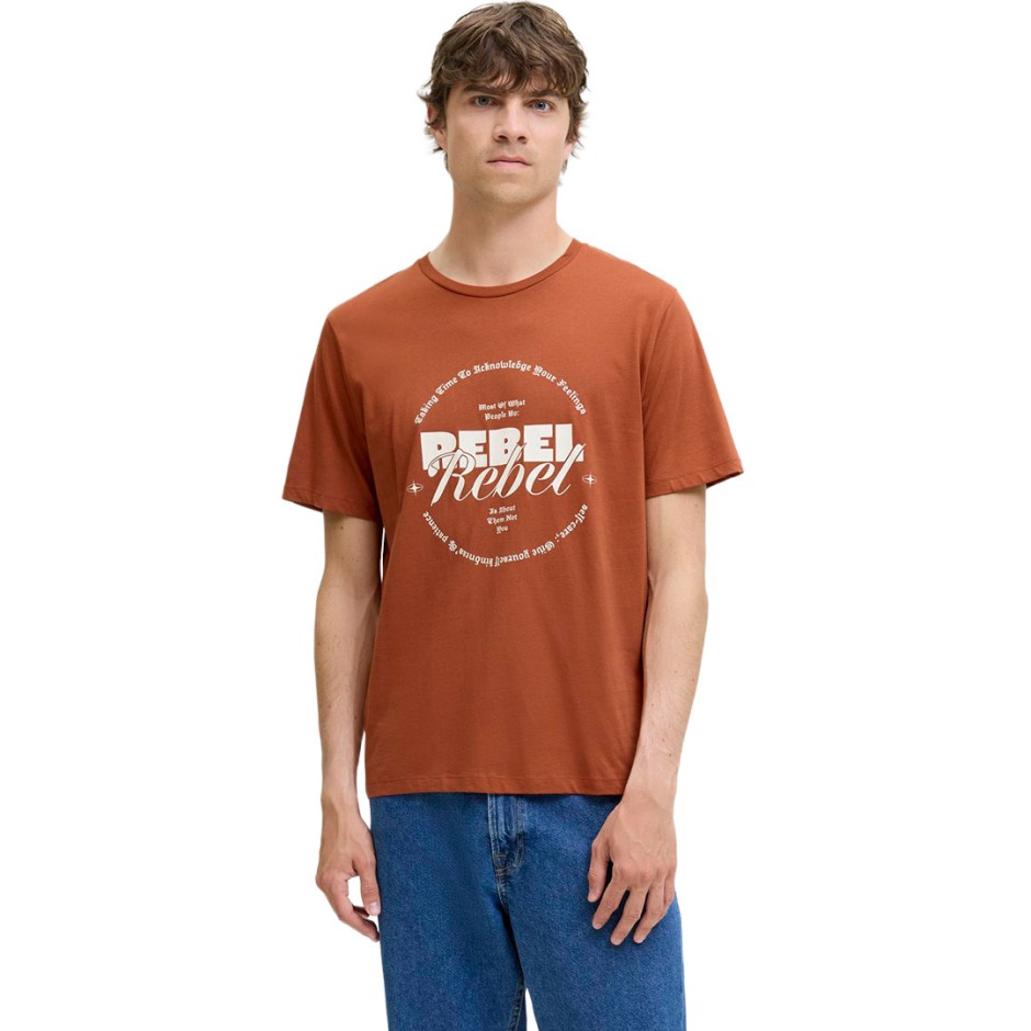 JJ REBEL JREBGRAY TEE SS CREW NECK 12282381-BOMBAY BROWN Brown