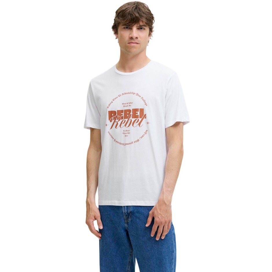 JJ REBEL JREBGRAY TEE SS CREW NECK 12282381-WHITE White