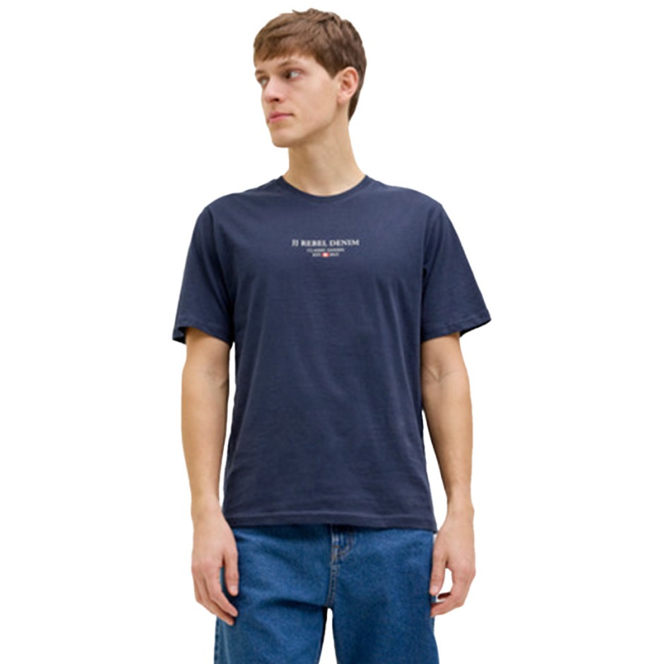 JJ REBEL PRINT TEE SS O-NECK NOOS 12268880-SKY CAPTAIN Blue