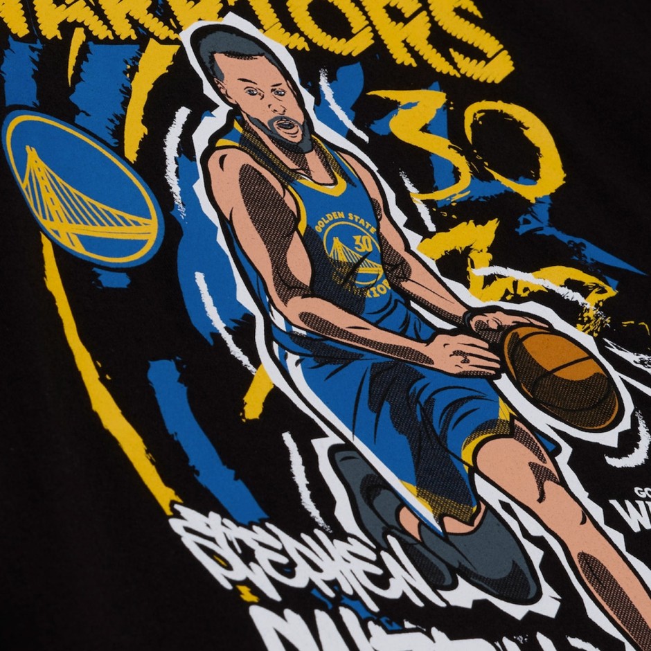 Ανδρική Κοντομάνικη Μπλούζα NBA Μαύρη - Mitchell & Ness Stephen Curry Golden State Warriors Chalked Up