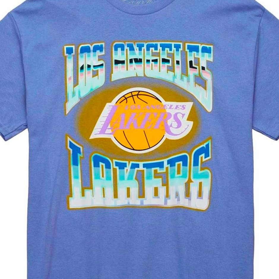 Ανδρική Κοντομάνικη Μπλούζα NBA Μωβ - Mitchell & Ness Los Angeles Lakers Stateside Pastel 
