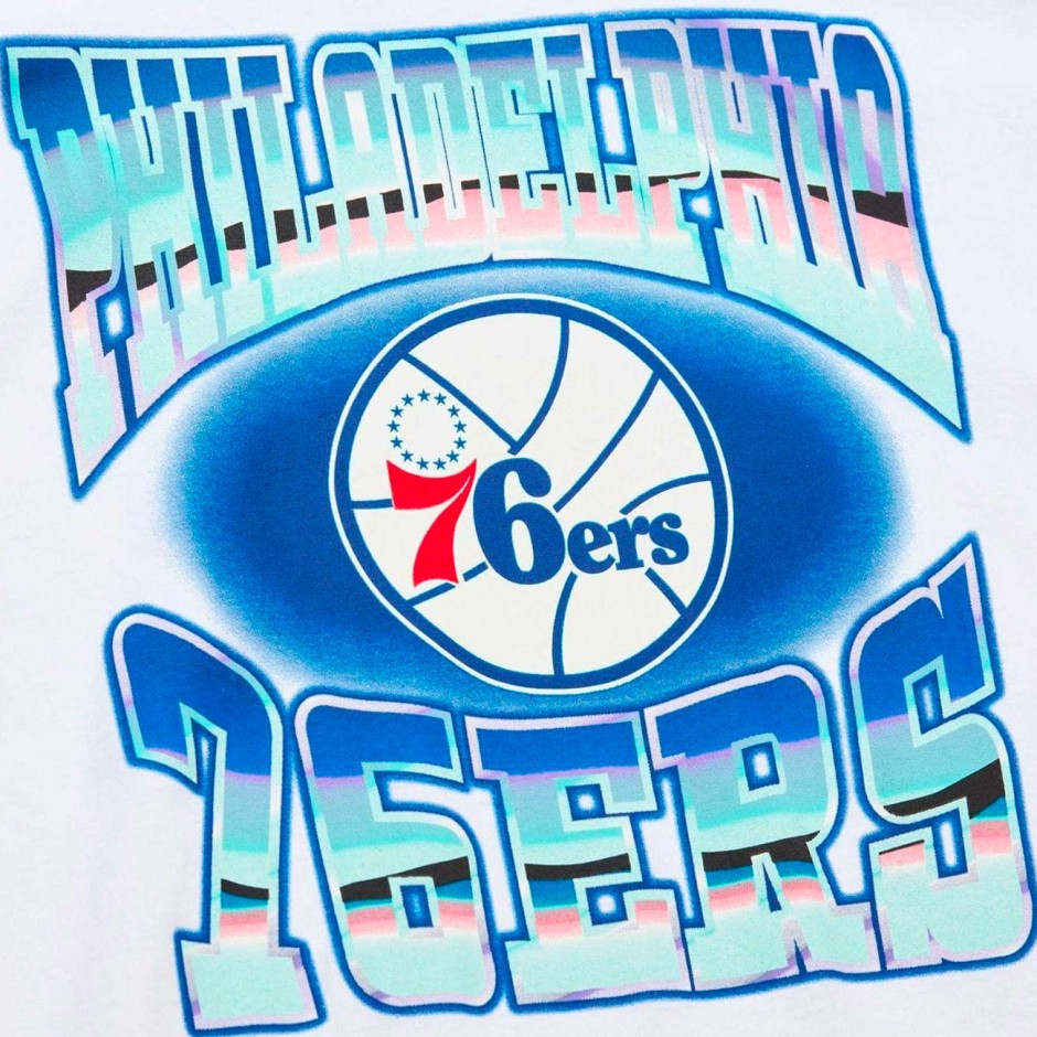 Ανδρική Κοντομάνικη Μπλούζα NBA Λευκή - Mitchell & Ness Philadelphia 76ers Stateside Pastel 