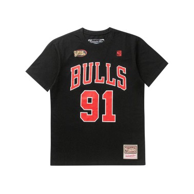 MITCHELL & NESS N&N TEE BULLS RODMAN BMTRINTL1074-CBUDRBLCK-BLACK Black