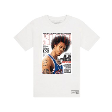 Men's NBA T-Shirt White - Mitchell & Ness Allen Iverson Philadelphia 76ers Slam