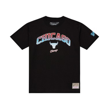 Men's NBA T-Shirt Black - Mitchell & Ness Chicago Bulls Quiet Blaze Arch