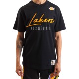 Ανδρική Κοντομάνικη Μπλούζα NBA Μαύρη - Mitchell & Ness Los Angeles Lakers Training Day Premium Εικόνα 