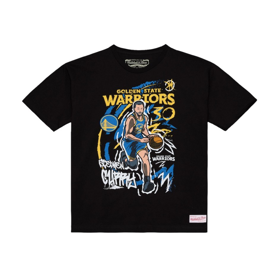 Ανδρική Κοντομάνικη Μπλούζα NBA Μαύρη - Mitchell & Ness Stephen Curry Golden State Warriors Chalked Up