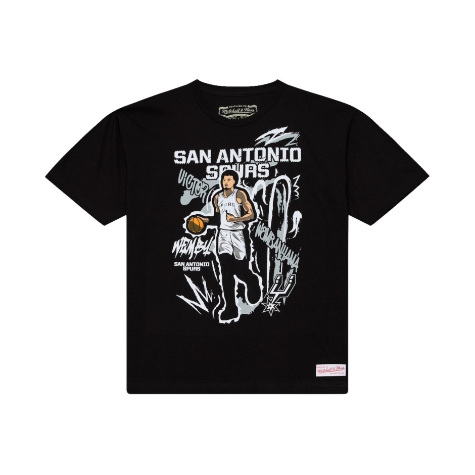 Ανδρική Κοντομάνικη Μπλούζα NBA Μαύρη - Mitchell & Ness Victor Wembanyama San Antonio Spurs Chalked Up