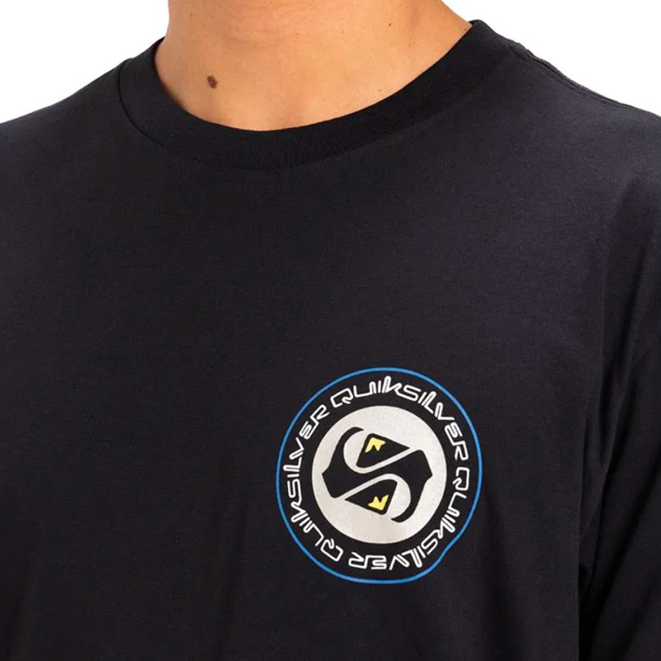 Ανδρική Κοντομάνικη Μπλούζα Μαύρη - Quiksilver Circle Back