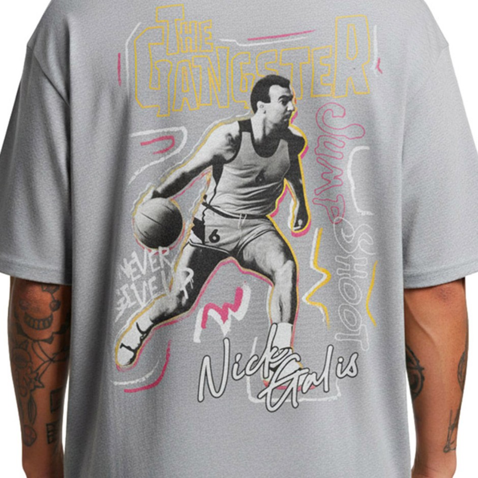 Men's T-Shirt Grey - Nick Galis 'Never Give Up'