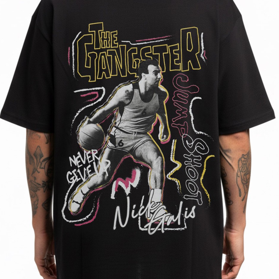 Men's T-Shirt Black - Nick Galis 'Never Give Up'