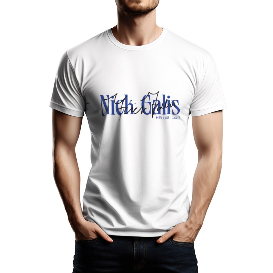 Ανδρική Κοντομάνικη Μπλούζα Λευκή - Nick Galis 'The Signature'