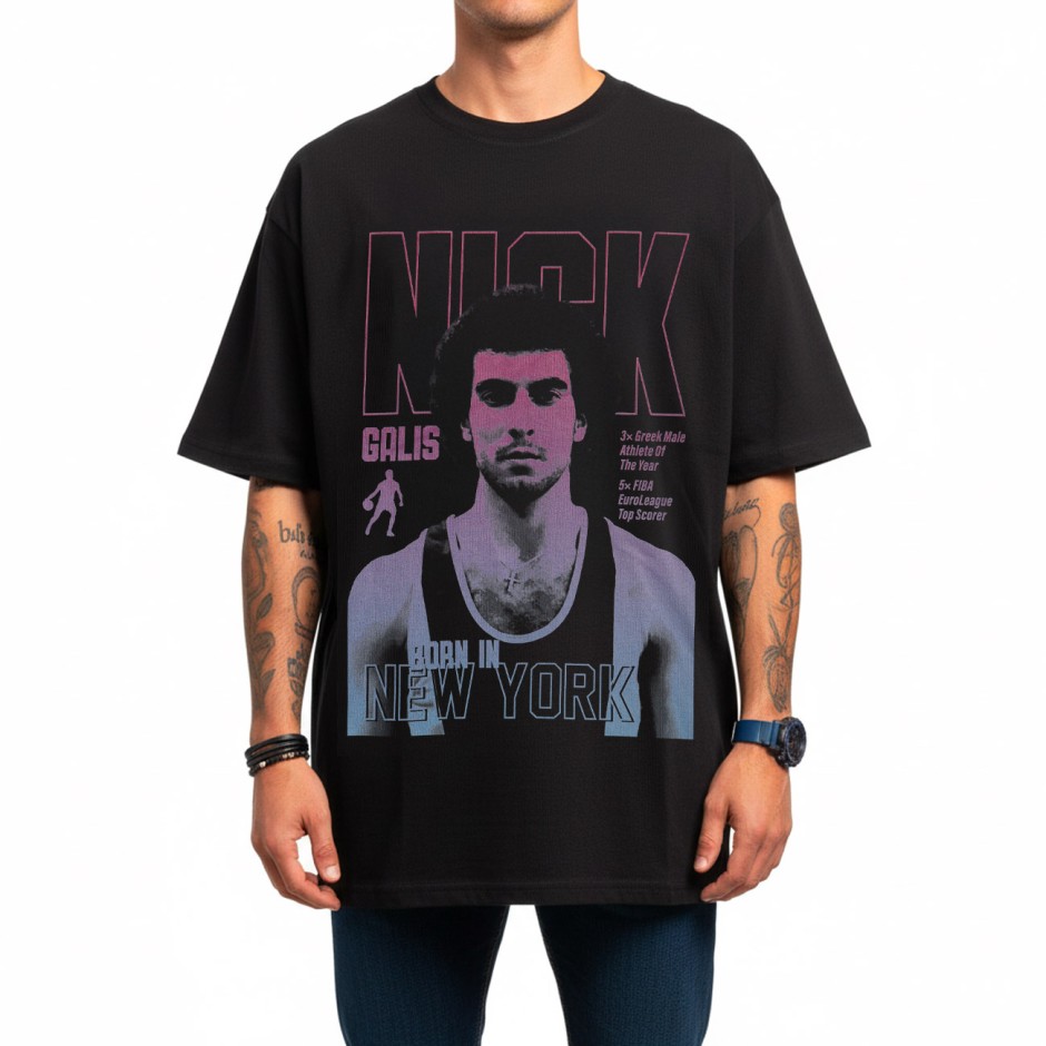 Ανδρική Κοντομάνικη Μπλούζα Μαύρη - Nick Galis 'New York Kid'