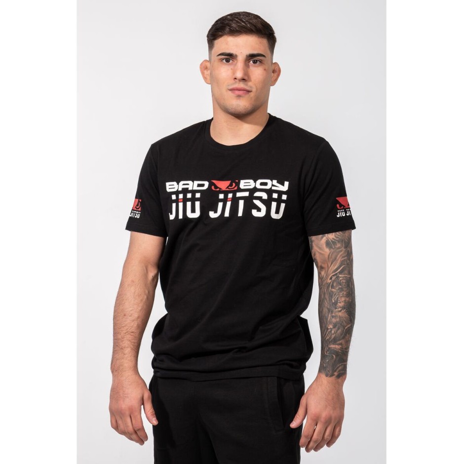 BAD BOY SPORTS JIU JITSU MEN'S T-SHIRT REGULAR FIT BB-000012-BWR Black