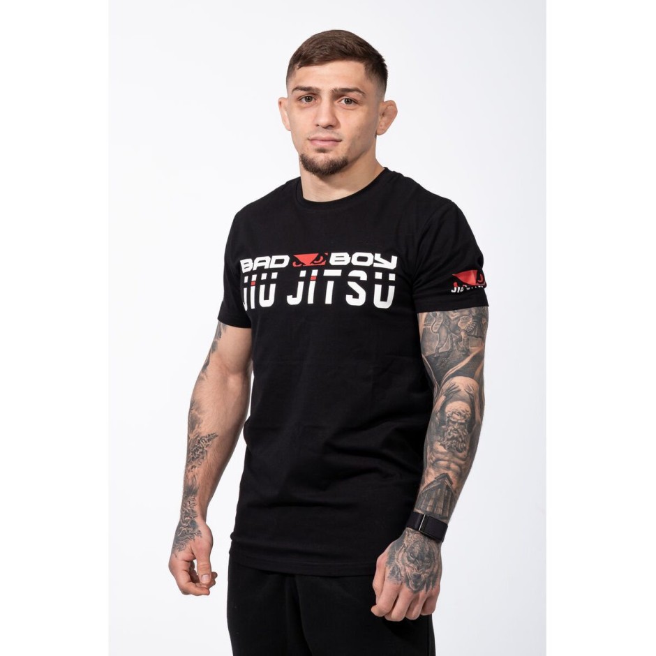 BAD BOY SPORTS JIU JITSU MEN'S T-SHIRT REGULAR FIT BB-000012-BWR Black