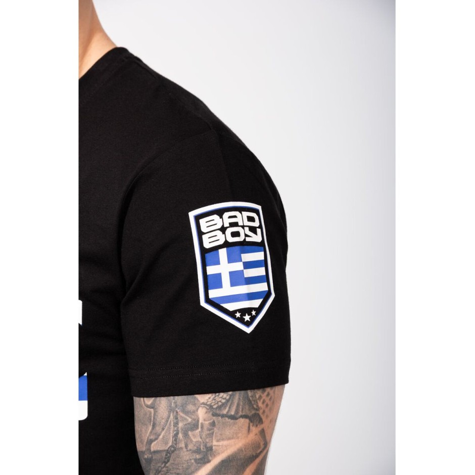 Ανδρική Κοντομάνικη Μπλούζα Μαύρη - Bad Boy Greek Flag