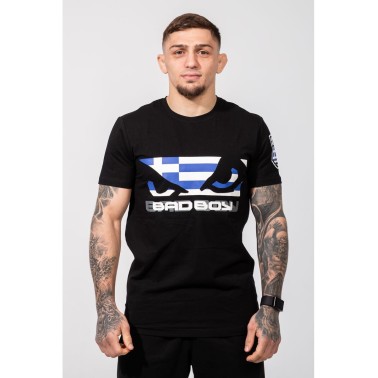 Ανδρική Κοντομάνικη Μπλούζα Μαύρη - Bad Boy Greek Flag