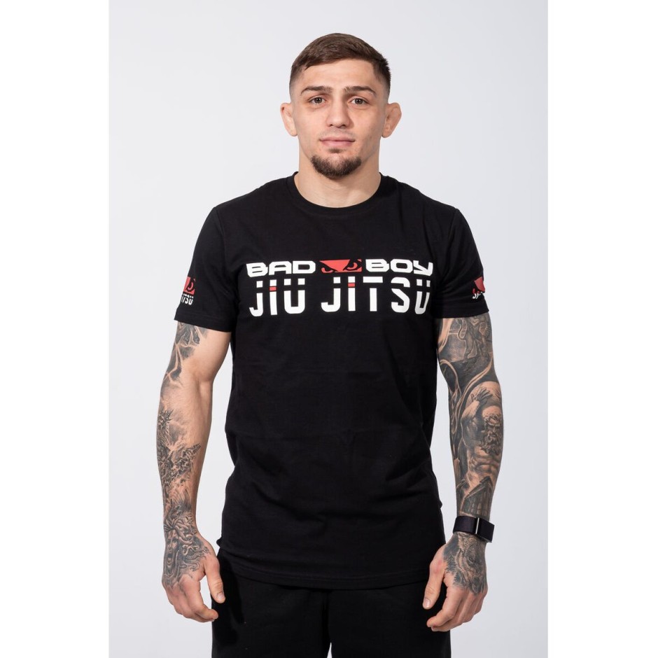 BAD BOY SPORTS JIU JITSU MEN'S T-SHIRT REGULAR FIT BB-000012-BWR Black