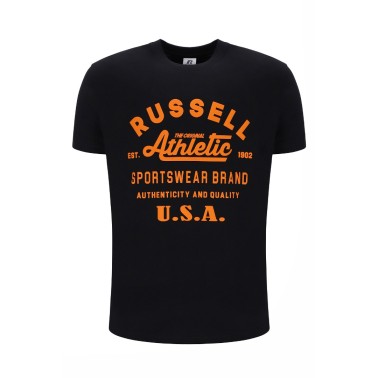Ανδρική Κοντομάνικη Μπλούζα Μαύρη - Russell Athletic 