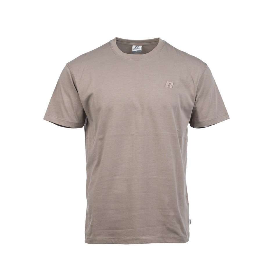 Men's T-Shirt Brown - Russell Athletic Small Embossed Logo
