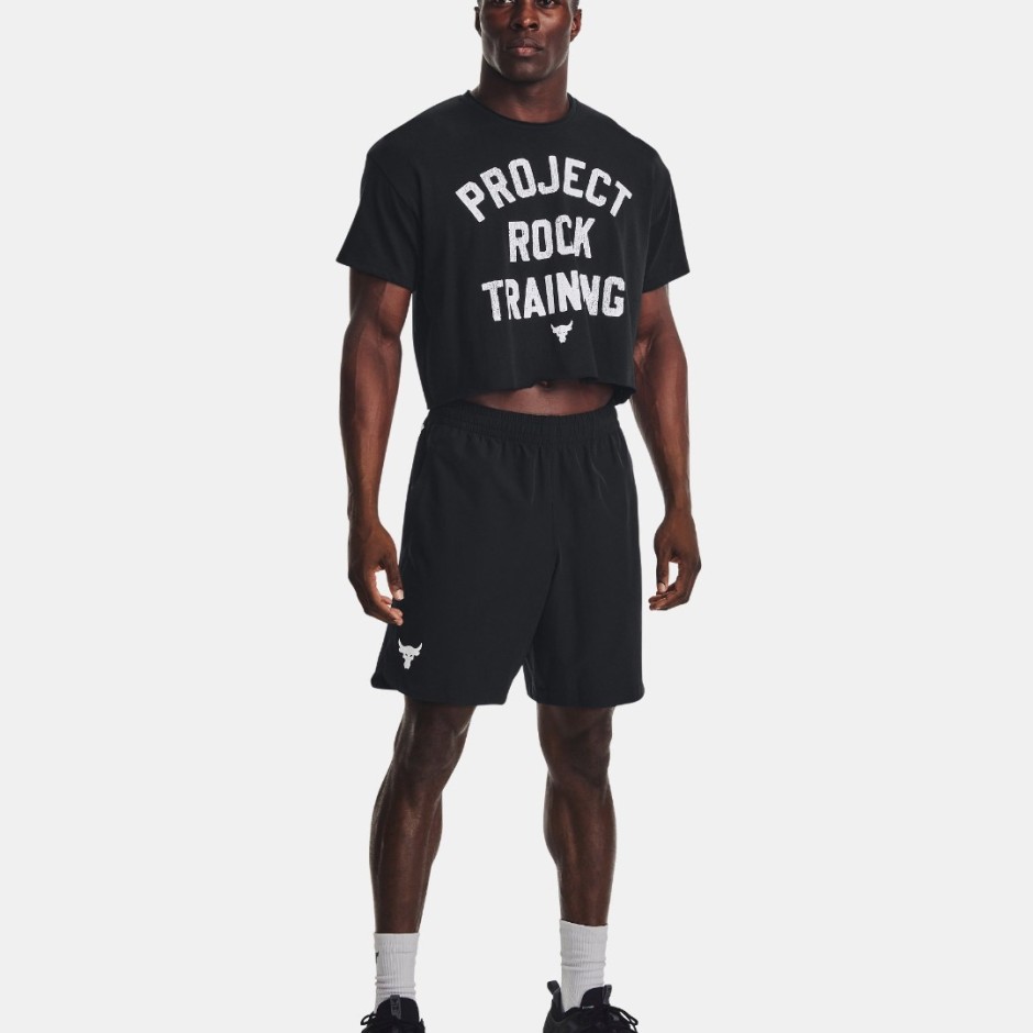 UNDER ARMOUR PROJECT ROCK HEAVYWEIGHT STAY HUNGRY CUTOFF Μαύρο