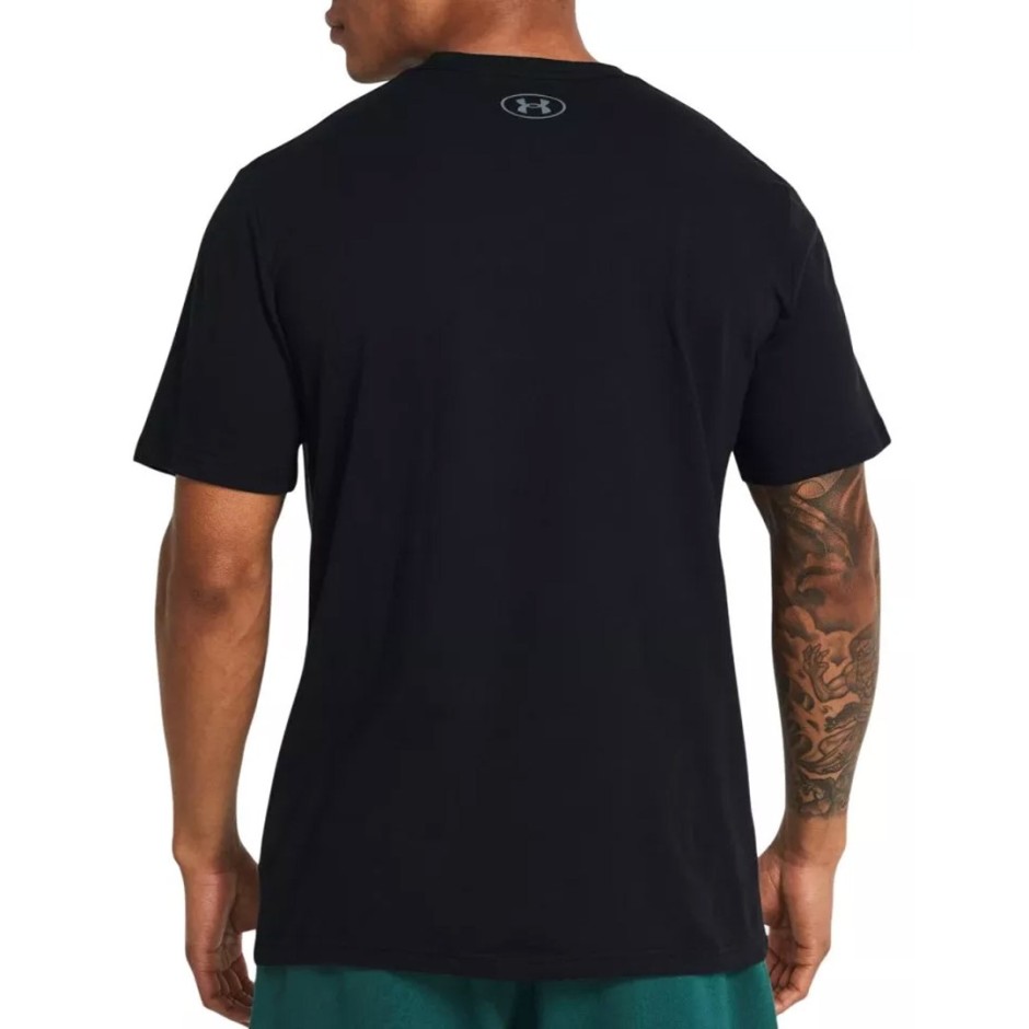 Ανδρική Κοντομάνικη Μπλούζα Μαύρη - Under Armour Colorblock Wordmark 