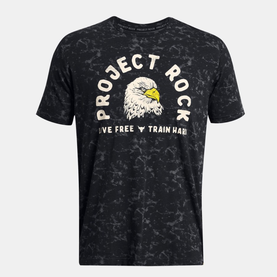 Ανδρική Κοντομάνικη Μπλούζα Προπόνησης Μαύρη - Under Armour Project Rock Free Graphic 