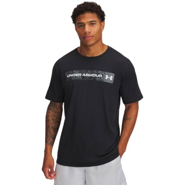 Ανδρική Κοντομάνικη Μπλούζα Μαύρη - Under Armour Camo Chest Stripe