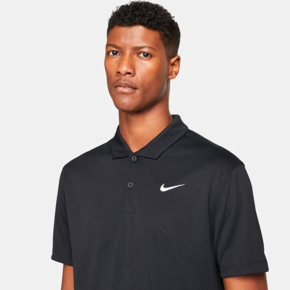 Ανδρική Κοντομάνικη Μπλούζα Τένις Μαύρη - NikeCourt Dri-FIT
