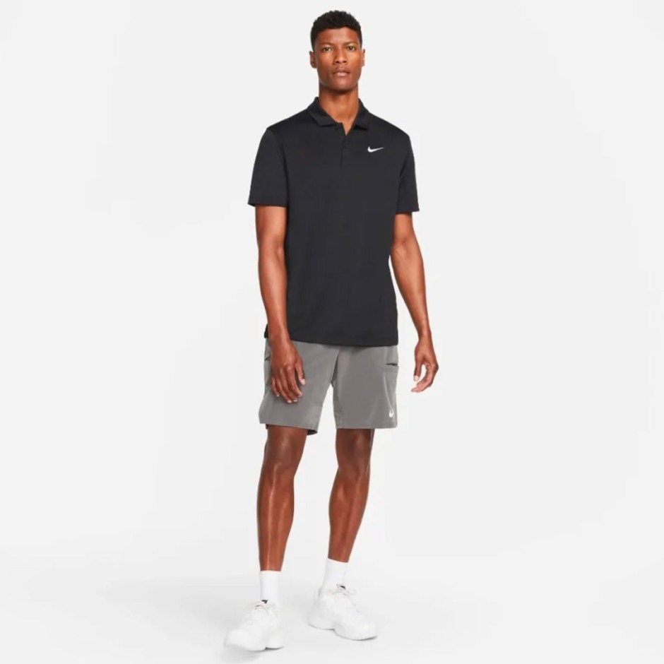 Ανδρική Κοντομάνικη Μπλούζα Τένις Μαύρη - NikeCourt Dri-FIT