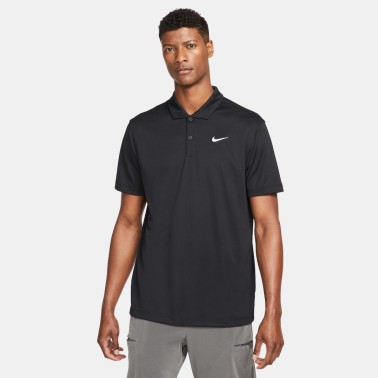 Ανδρική Κοντομάνικη Μπλούζα Τένις Μαύρη - NikeCourt Dri-FIT