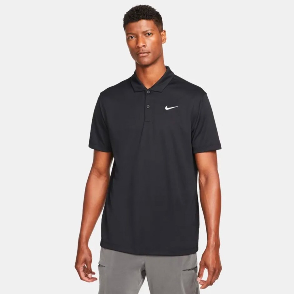 Ανδρική Κοντομάνικη Μπλούζα Τένις Μαύρη - NikeCourt Dri-FIT