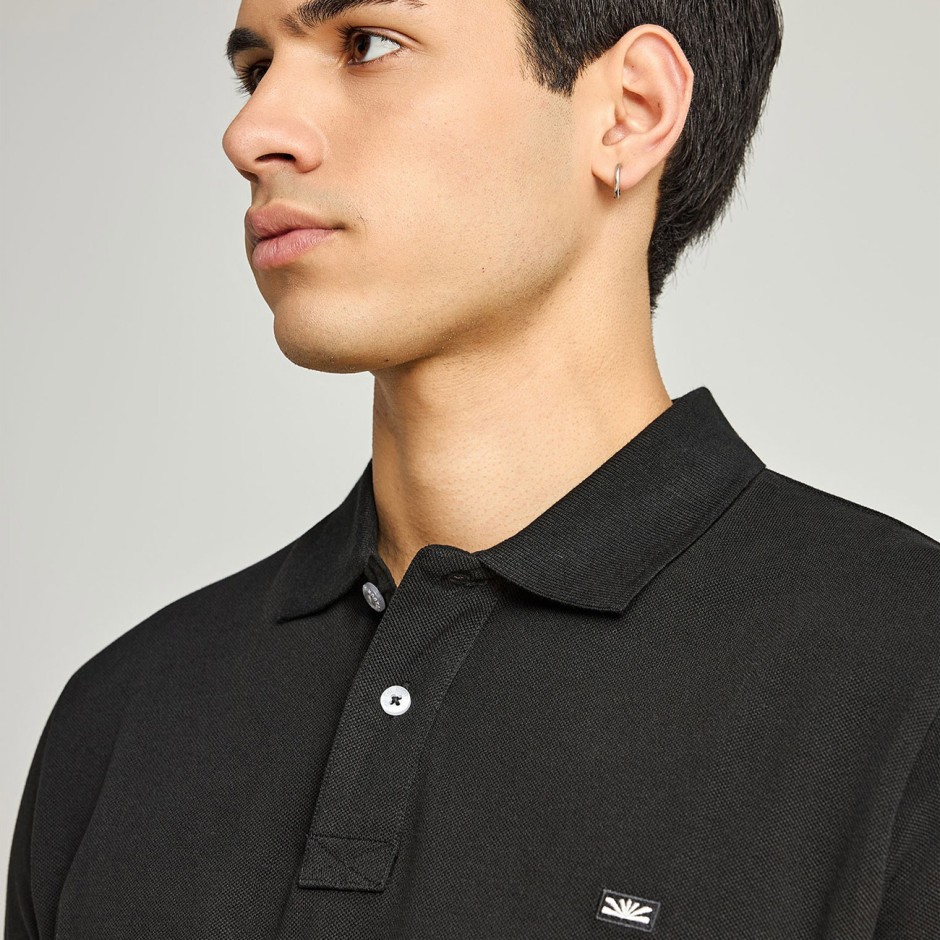 Ανδρική Μπλούζα Πόλο Μαύρη - Funky Buddha