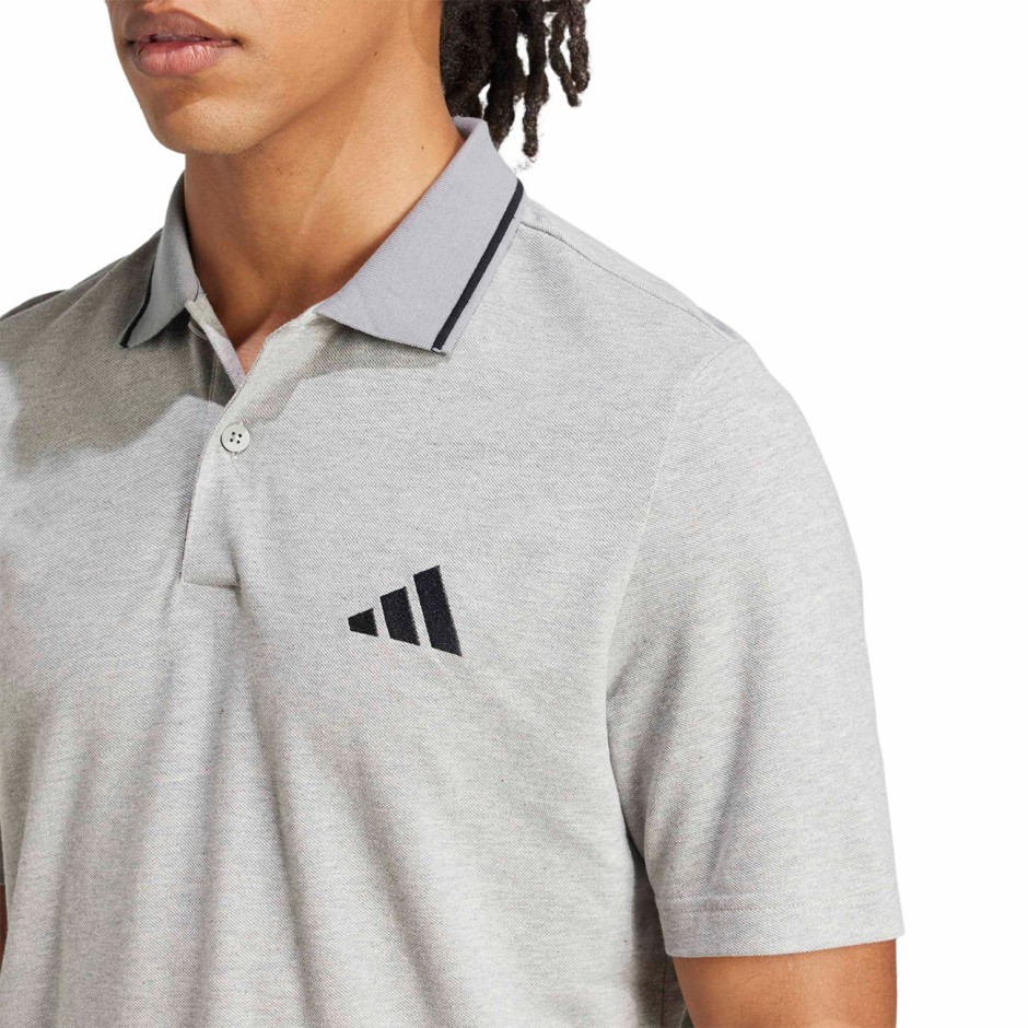 Men's Polo T-Shirt Grey - adidas Sportswear Essentials Small Logo Pique
