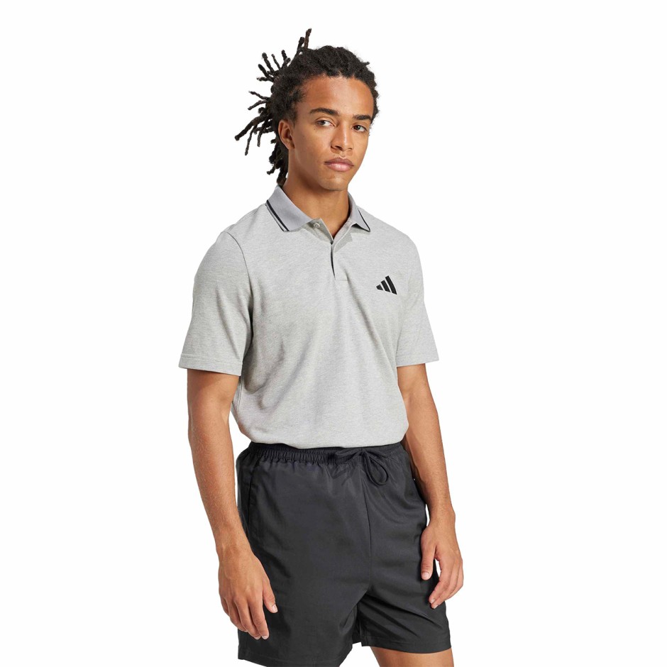 Men's Polo T-Shirt Grey - adidas Sportswear Essentials Small Logo Pique
