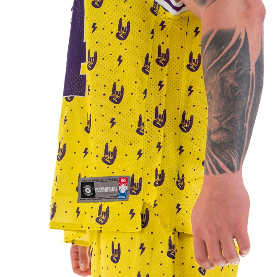 BEE UNUSUAL "THIS BEE IS ALWAYS HIGH" BASKETBALL JERSEY TOP AT-232405-YELLOW Yellow