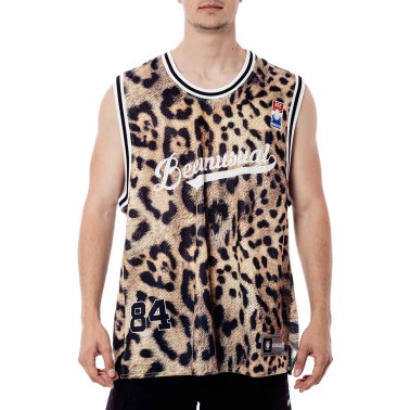 BEE UNUSUAL MESH TANK TOP JAGUAR AT-243011-AOP Brown