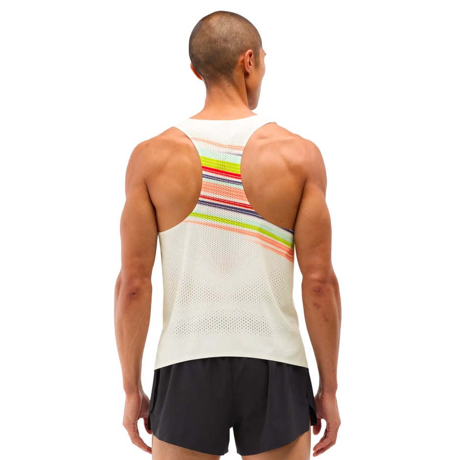 Ανδρική Αμάνικη Μπλούζα για Τρέξιμο Εκρού - HOKA ONE ONE Race Day Singlet