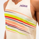 Ανδρική Αμάνικη Μπλούζα για Τρέξιμο Εκρού - HOKA ONE ONE Race Day Singlet Εικόνα 1