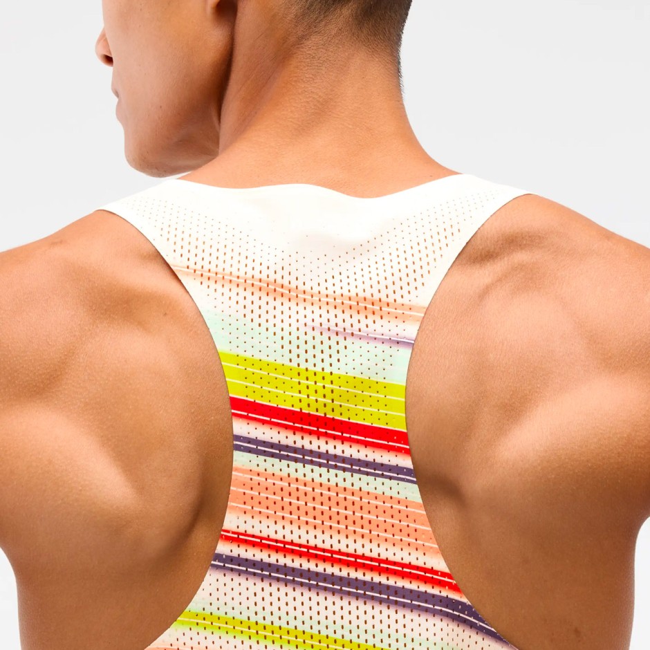 Ανδρική Αμάνικη Μπλούζα για Τρέξιμο Εκρού - HOKA ONE ONE Race Day Singlet