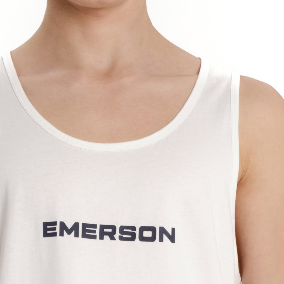 Ανδρική Αμάνικη Μπλούζα Λευκή - EMERSON Logo