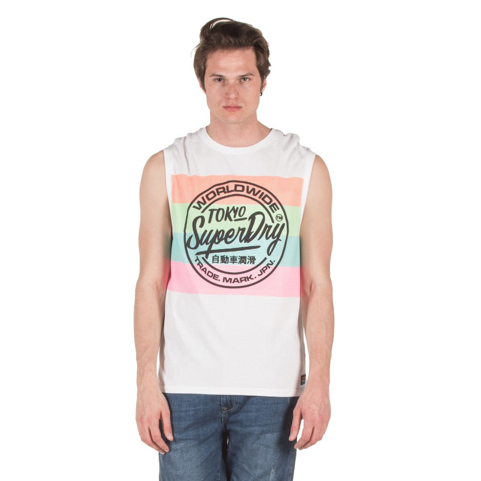 SUPERDRY D2 TICKET TYPE OVERSIZED MID WIGHT VEST M60102KT-01C Λευκό