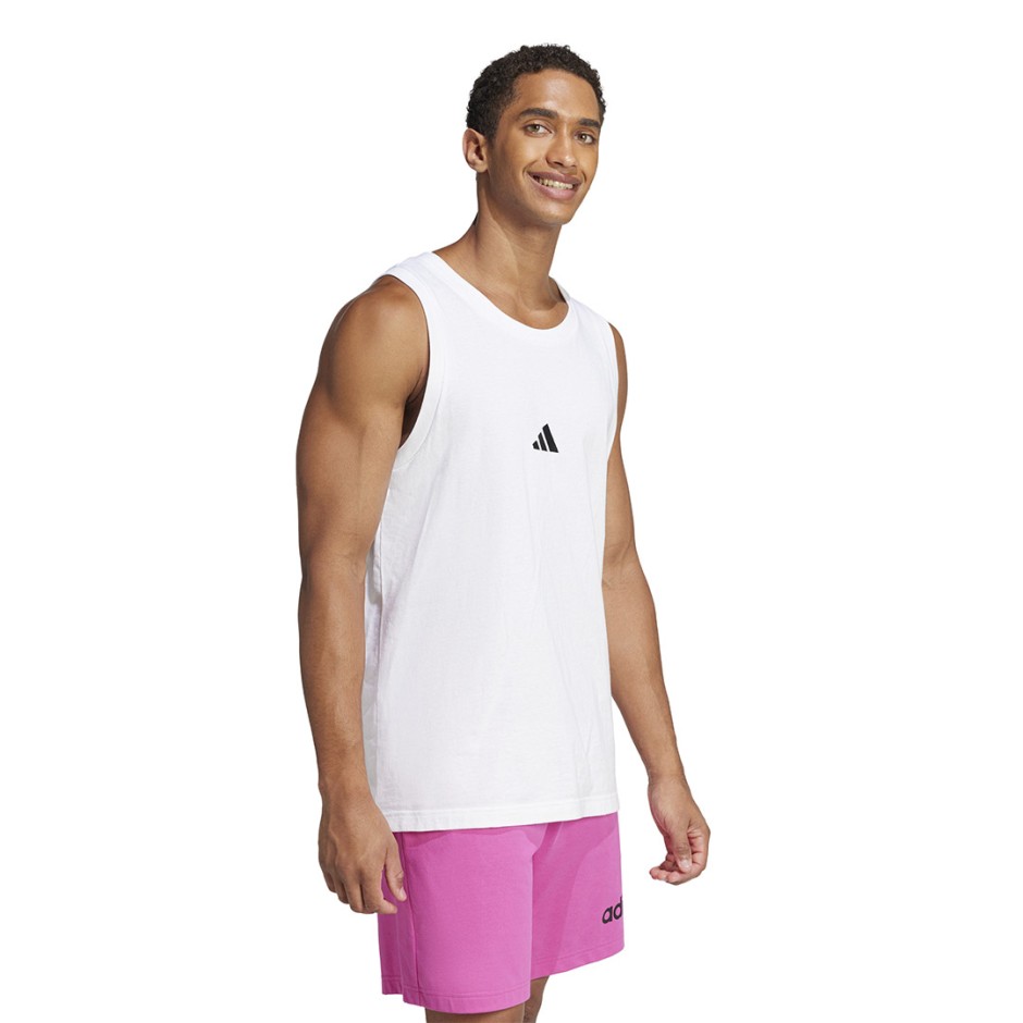 Ανδρική Αμάνικη Μπλούζα Λευκή - adidas Sportswear Essentials Small Logo