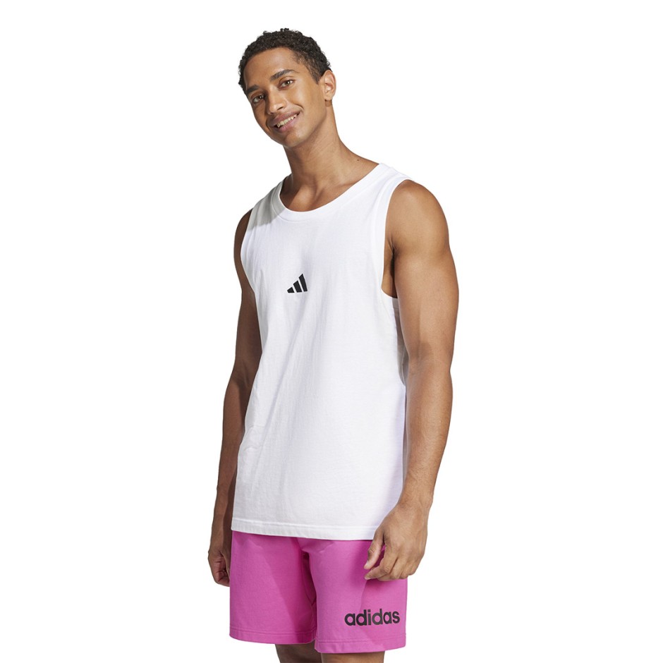 Ανδρική Αμάνικη Μπλούζα Λευκή - adidas Sportswear Essentials Small Logo