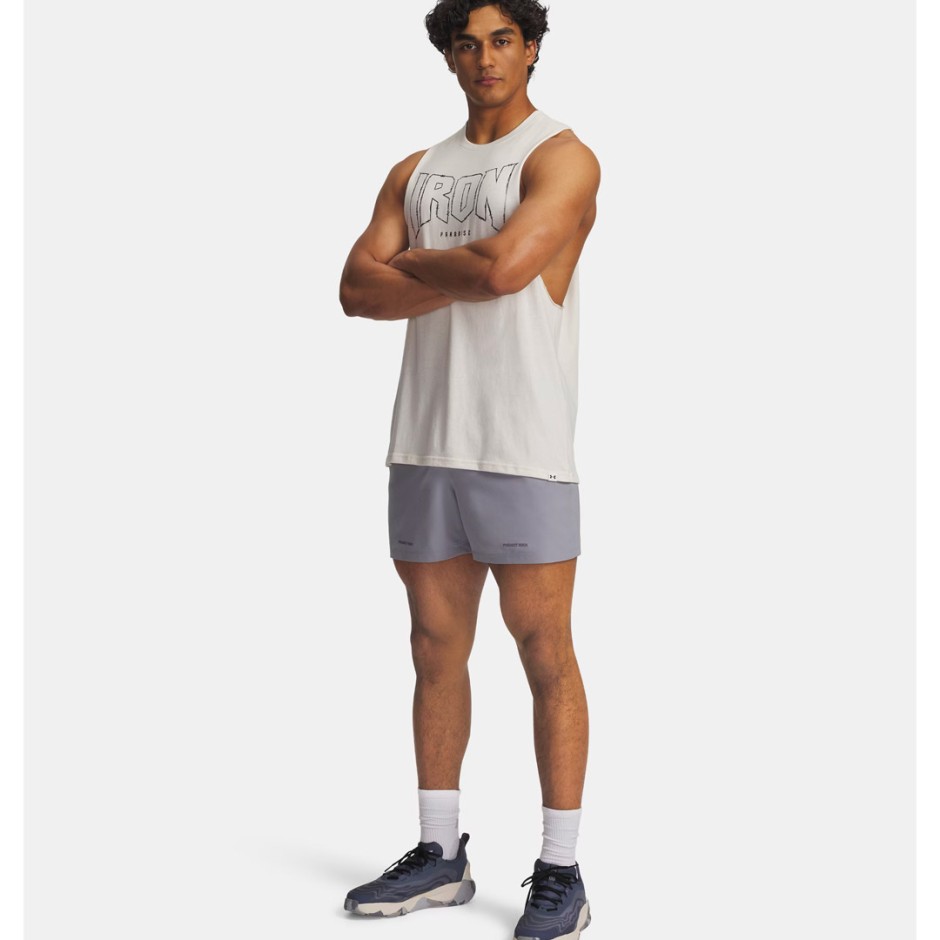 Ανδρική Αμάνικη Μπλούζα Προπόνησης Εκρού - Under Armour Project Rock Payoff