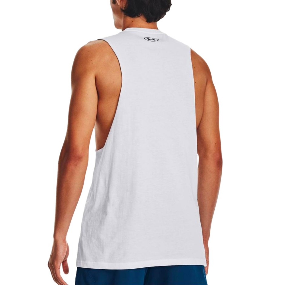UNDER ARMOUR LEFT CHEST CUT OFF TANK 1329286-100 White