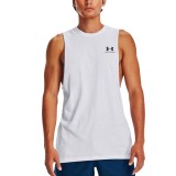 UNDER ARMOUR LEFT CHEST CUT OFF TANK 1329286-100 White Image 