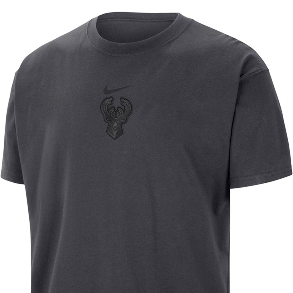 Ανδρική Κοντομάνικη Μπλούζα NBA Ανθρακί - Nike Milwaukee Bucks Premium Essentials