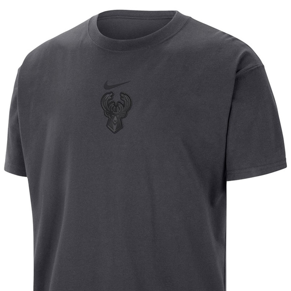 Ανδρική Κοντομάνικη Μπλούζα NBA Ανθρακί - Nike Milwaukee Bucks Premium Essentials