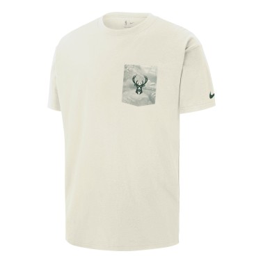 Ανδρική Κοντομάνικη Μπλούζα NBA Εκρού - Nike Milwaukee Bucks Courtside Max90